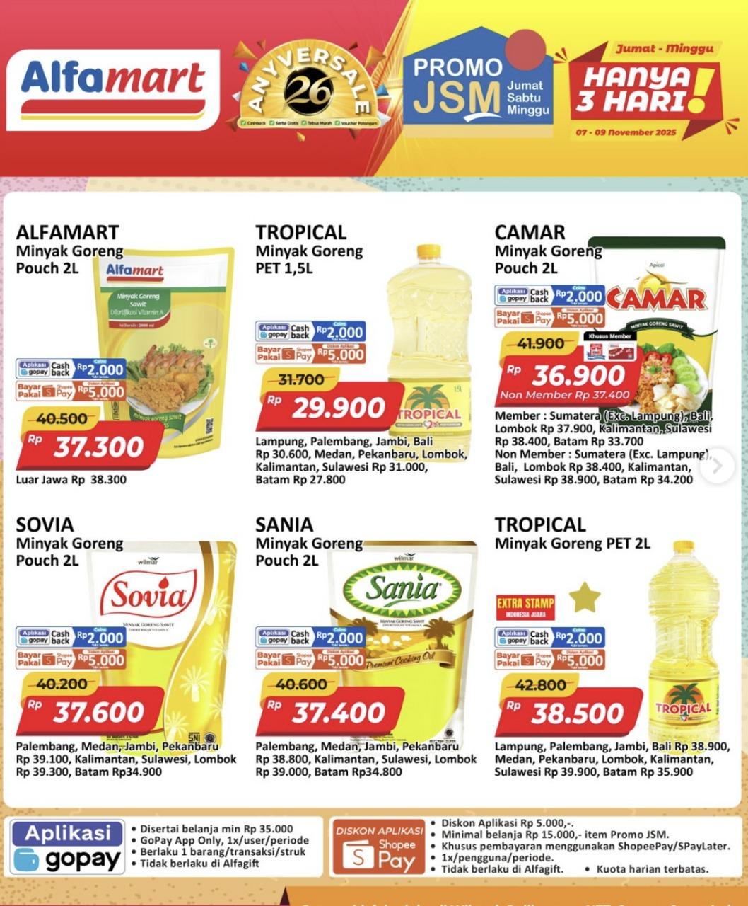 CATAT! PROMO Alfamart Besok 9 November 2025, Minyak Goreng Sovia Rp 37.600, Good Day Rp 6.900