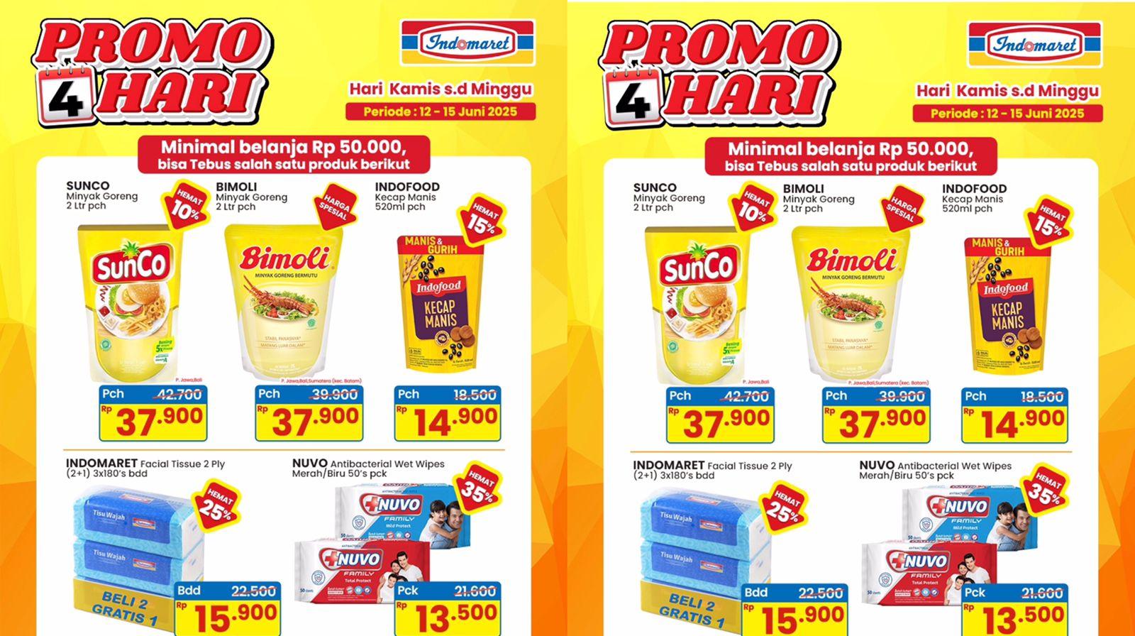 Katalog Promo KJSM Indomaret Pekan Ini 13-15 Juni, Nuvo dan Bimoli 2 Liter Harga Spesial