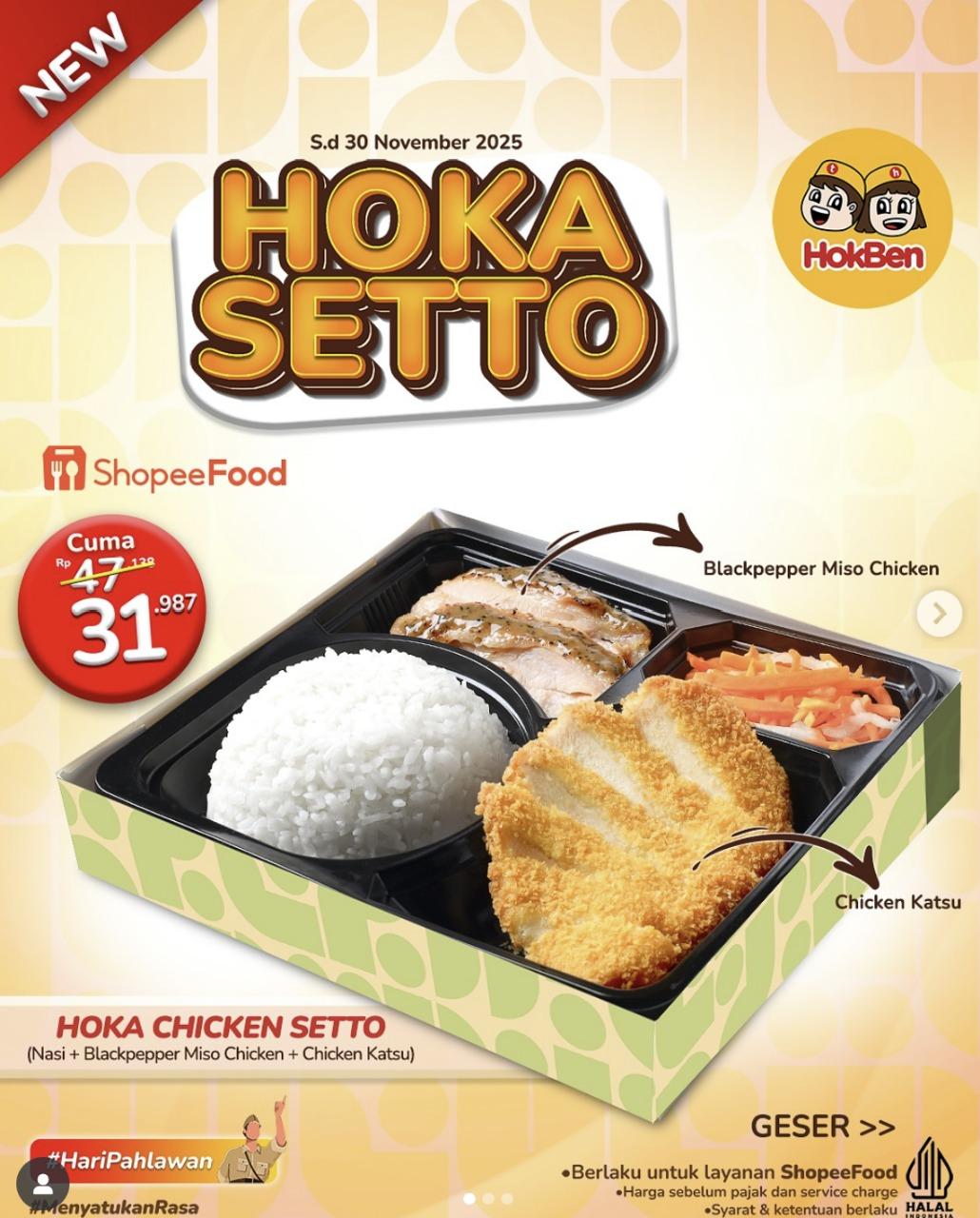 HEMAT BANGET! Promo HokBen 24-30 November 2025, Dapatkan HOKA SETTO Mulai Rp 31 Ribuan