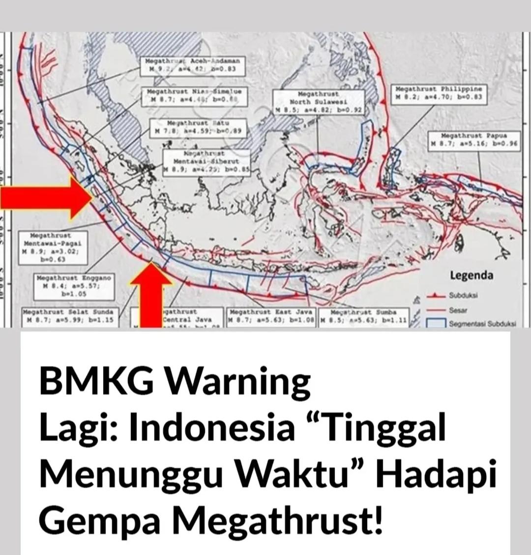 Salah satu postingan tentang Gempa Megathrust yang tersebar di media sosial. Isu Gempa Megathrust, BPBD Gianyar Minta Masyarakat Tak Mudah Percaya