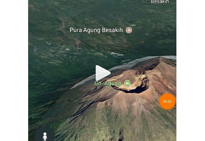 AWAS Gunung Agung - Beginilah Puncak Gunung Agung Dilihat Melalui Pencitraan Satelit Tiga Dimensi
