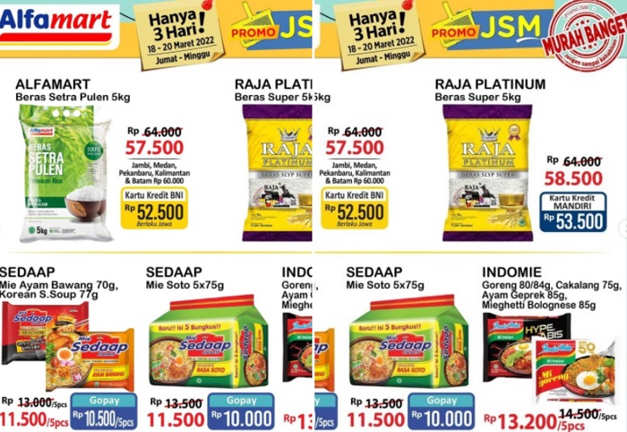 SERBU PROMO JSM Alfamart Hari Ini, Mi Sedaap Rp11.500/5pcs, Sirup Biskuit Beras Turun Harga