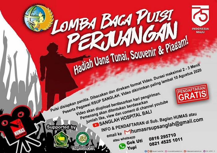 Peringati HUT RI, RSUP Sanglah Gelar Lomba Baca Puisi di Tengah Pandemi