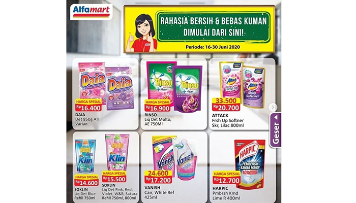 Katalog Promo JSM Alfamart 19 - 21 Juni 2020, Deterjen Cair dan Susu Bayi Diskon hingga Rp 30 Ribu