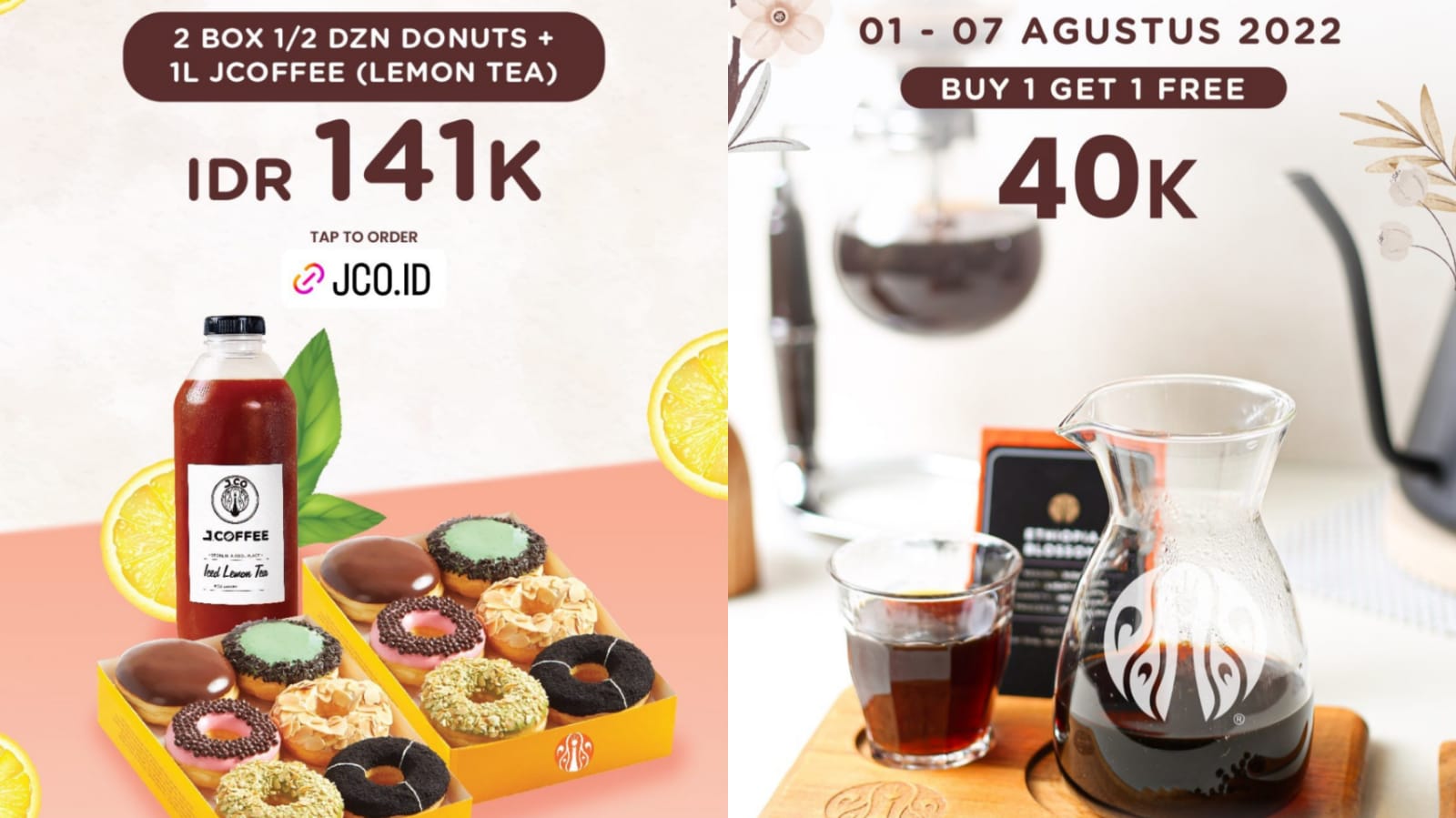 LAST CALL! PROMO J.CO 7 Agustus 2022, Nikmati 12 Pcs Donat + 1 Liter Lemon Tea Rp 141.000