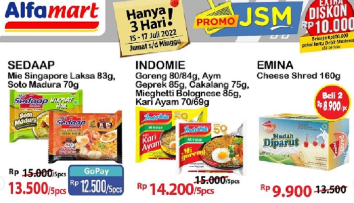 Promo JSM Alfamart 17 Juli 2022, Minyak Goreng Diskon, Ada Produk Gratisan, Pakai Gopay Makin Untung