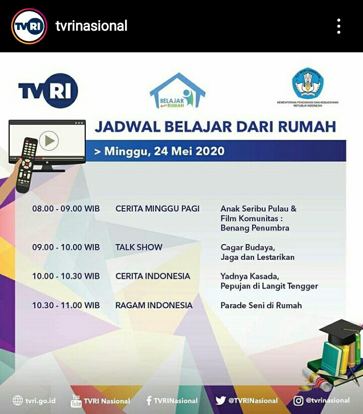 Ini Jadwal Program Belajar dari Rumah TVRI 24 Mei 2020, Ada Parade Seni di Rumah