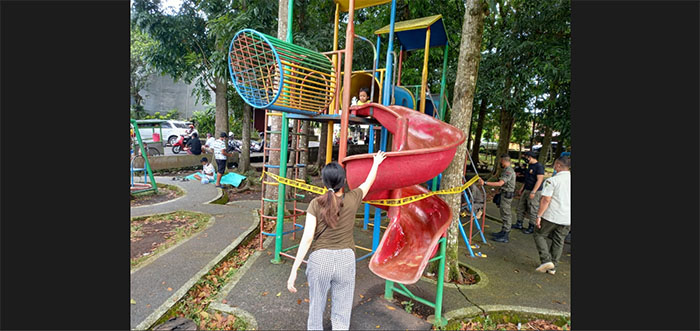 Pemkab Tabanan Mulai Tutup Fasilitas Umum, Pasang Pembatas di Lapangan dan Taman Bermain