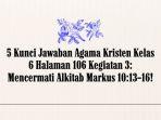 5 Kunci Jawaban Agama Kristen Kelas 6 Halaman 106 Kegiatan 3: Mencermati Alkitab Markus 10:13–16!