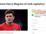 25 Ribu Suara Setuju pada Petisi untuk Copot Harry Maguire sebagai Kapten Manchester United