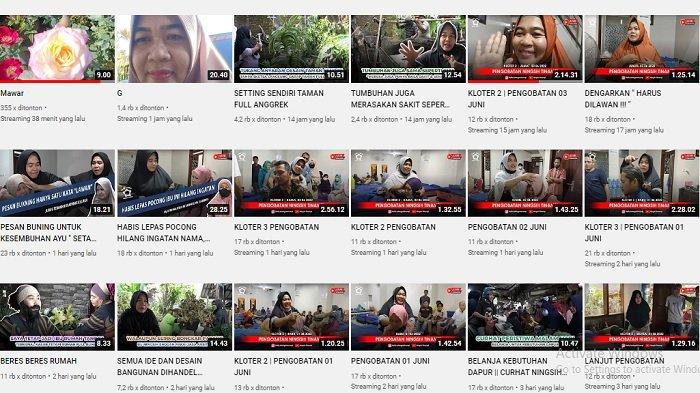 Tangkapan layar unggahan video di YouTube Ningsih Tinampi memperlihatkan pengobatan alternatifnya itu masih ramai didatangi pasien