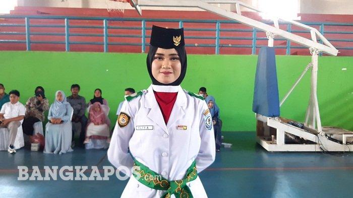 Eliya Sartika Anak Buruh Harian Jadi Pembawa Baki Bendera Merah Putih HUT Ke-77 RI di Bangka Selatan