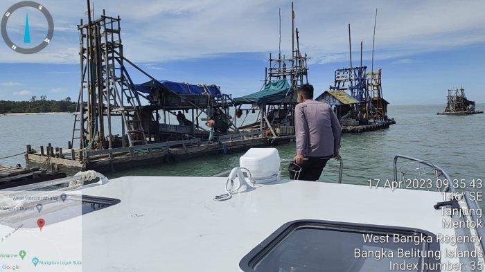 Polisi Amankan 20 Ponton Tambang Ilegal Membandel di Perairan Tembelok Bangka Barat