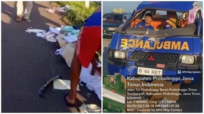 Mobil Volkswagen Seruduk Ambulans, Jenazah Berkain Kafan Terpental di Tol Pasuruan-Probolinggo