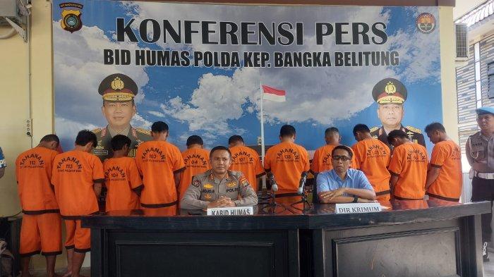 Polda Babel Hadirkan 11 Tersangka Perusakan dalam Konfrensi Pers, PT Foresta Rugi Rp 2 Miliar