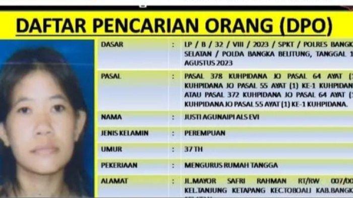 Foto kedua orang ibu rumah tangga yang masuk ke dalam DPO Polres Bangka Selatan karena menjadi terduga pelaku penggelapan dan penipuan.