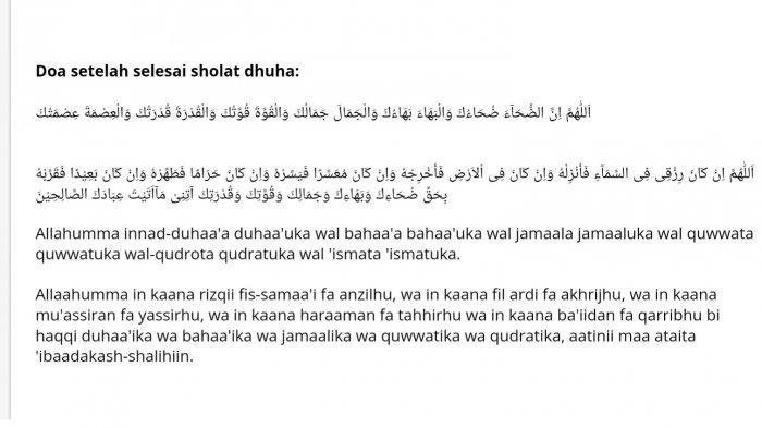 Dzikir dan Doa Setelah Sholat Dhuha Lengkap Niat hingga Tata Caranya