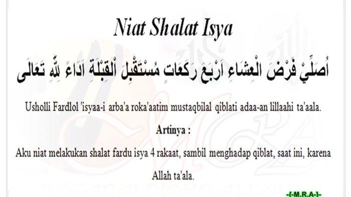 Usholli Fardhu Isya Bacaan Niat Sholat Isya Lengkap Tata Caranya