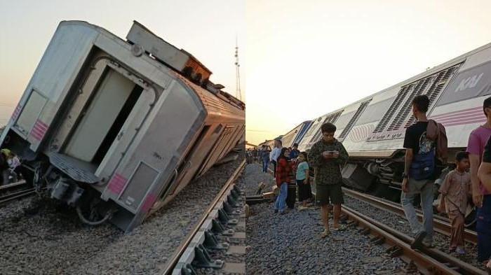 20250804 Kereta Api Agro Bromo Anggrek yang anjlok di Stasiun Pagaden Baru Subang.
