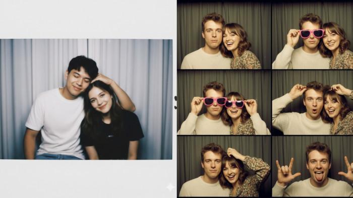 PROMPT GOOGLE GEMINI - Contoh ilustrasi photobox bareng pasangan melalui Google Gemini pada Jumat (19/9/2025). Berikut Prompt Gemini AI bareng pasangan yang unik dan keren.