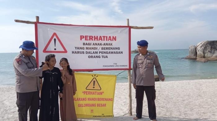 Cuaca Tak Menentu dan Pastikan Keamanan Wisatawan, Satpolairud Polres Bangka Patroli di Pantai