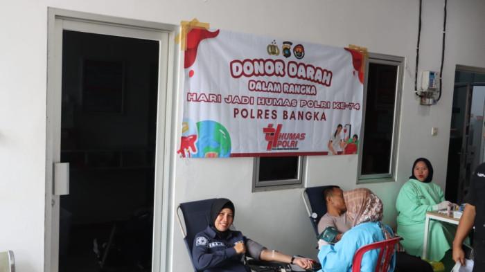 Jelang Peringatan HUT Humas Polri ke-74, Humas Polres Bangka Lakukan Bakti Donor Darah