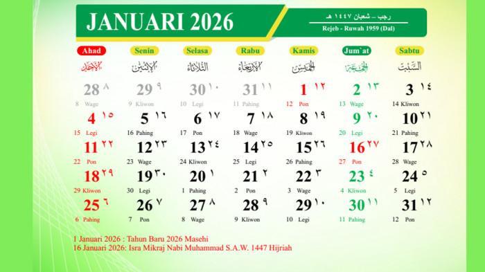 Daftar Tanggal Merah di Kalender 2026, Idul Fitri Tanggal Berapa?