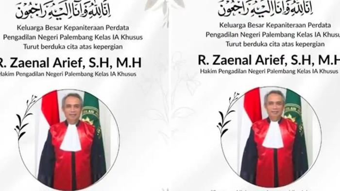 KABAR DUKA -- Raden Zaenal Arief SH MH akim senior sekaligus juru bicara PN Palembang meninggal dunia hari ini, Rabu (12/11/2025). Almarhum semasa hidup dikenal sebagai sosok yang santun dan berintegritas tinggi dalam menjalankan tugas.