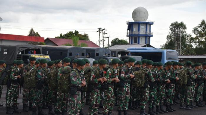 PRAJURIT TNI - Prajurit TNI saat tiba di Bangka Belitung dan melaksanakan latihan gabungan terintegrasi, Selasa (18/11/2025).
