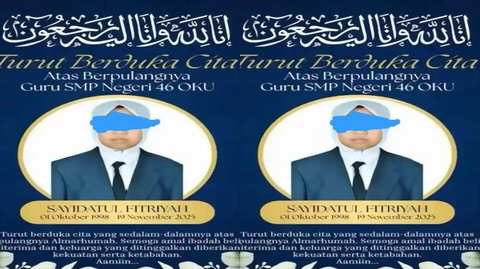GURU PPPK TEWAS : Guru PPPK SMP Negeri 46 OKU atas nama Sayidatul Fitriyah (27) ditemukan tewas dalam kondisi kaki dan tangan terikat di tempat kos di Desa Sinar Kedaton Kecamatan Kedaton Peninjauan Raya Kabupaten OKU. 