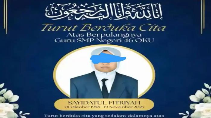 Kronologi SF Guru Muda di OKU Tewas Kondisi Kaki dan Tangan Terikat, Baru Diangkat Jadi PPPK