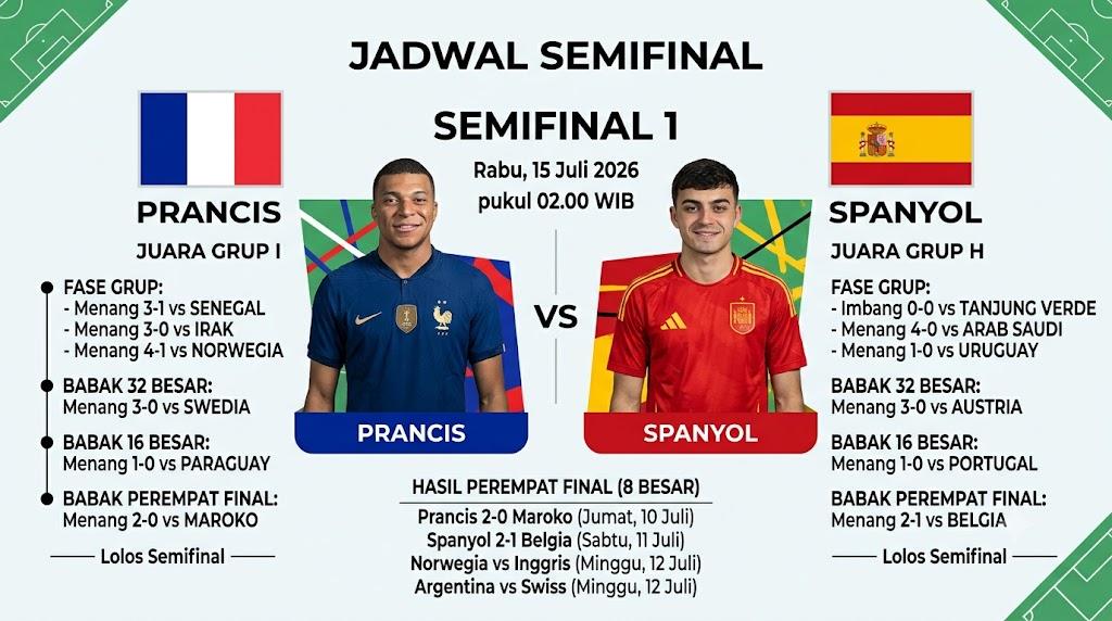 Hasil Skor Piala Dunia 2026 Terbaru 12 Juli 2026: Peluang Prancis vs Spanyol, Argentina vs Inggris - Bangkapos.com