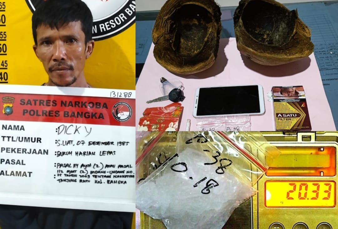 Tim Kibas Polres Bangka Bekuk Pengedar Narkoba, Pelaku Simpan Sabu dalam Tempurung Kelapa