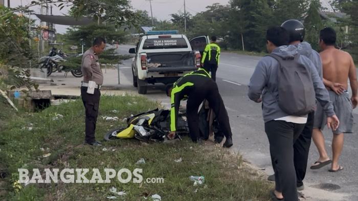 Kronologi Kecelakaan Beruntun di Simpang Perlang, Motor Ringsek Pengendara Terpental - Bangkapos.com