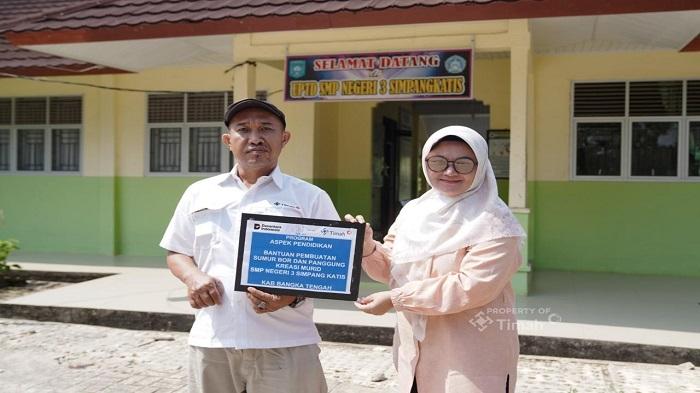 PT Timah Bantu Bangun Sumur Bor di SMPN 3 Simpang Katis, Atasi Krisis Air Bersih Saat Kemarau - Bangkapos.com