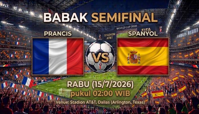 Prancis Vs Spanyol, Prediksi Skor, Line Up dan H2H di Semifinal Piala Dunia 2026 Pukul 02.00 WIB - Bangkapos.com