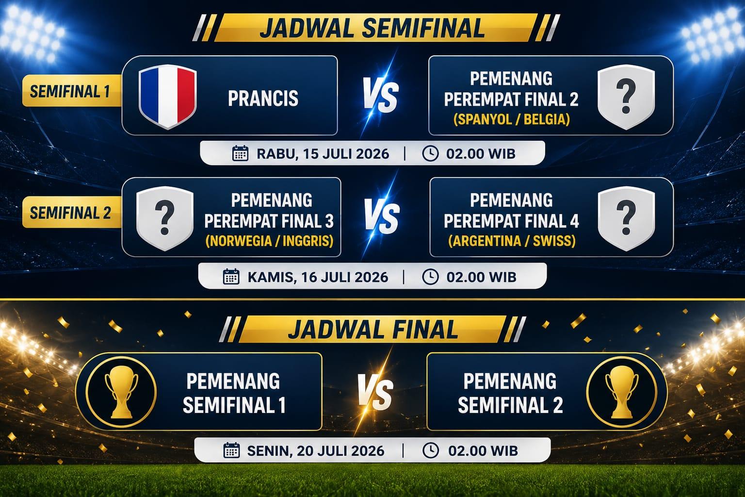 Bagan Semifinal Piala Dunia 2026 Per 10 Juli Lengkap Jadwalnya, Prancis Lolos - Bangkapos.com