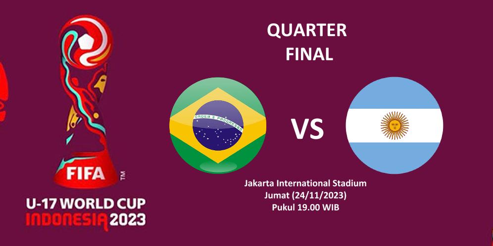 PREDIKSI SKOR Brasil vs Argentina Perempat Final U17 Hari Ini, H2H, Line Up dan Link Live Streaming