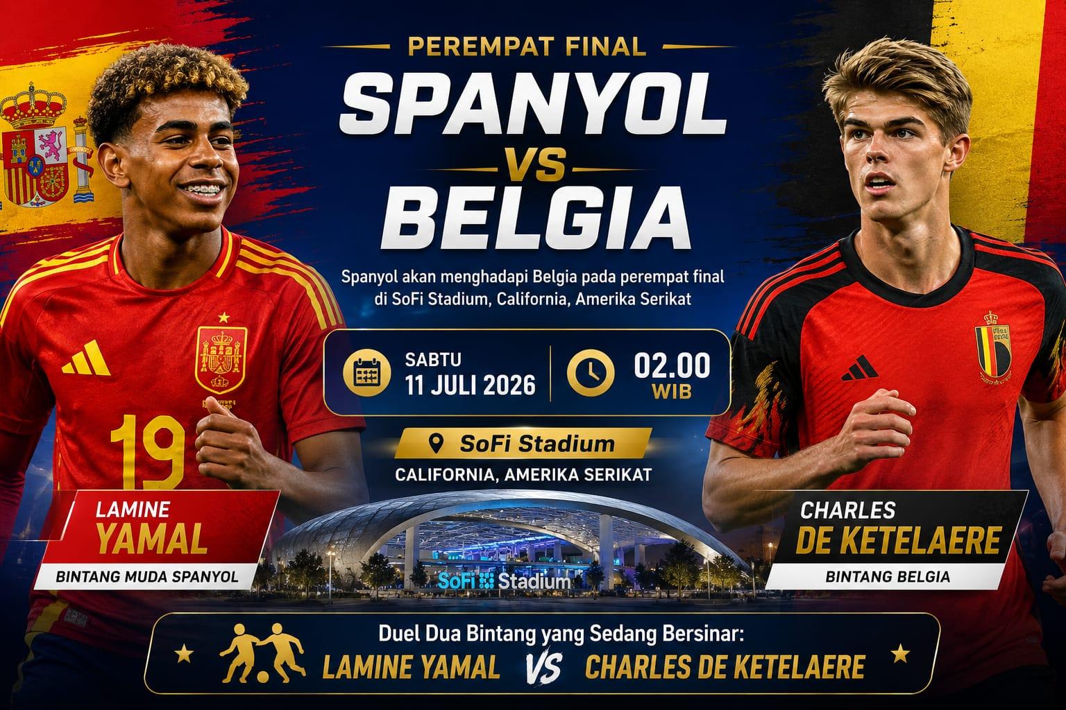 Prediksi Skor Spanyol vs Belgia Lengkap Jadwal & Bagan 8 Besar Piala Dunia 2026 - Bangkapos.com