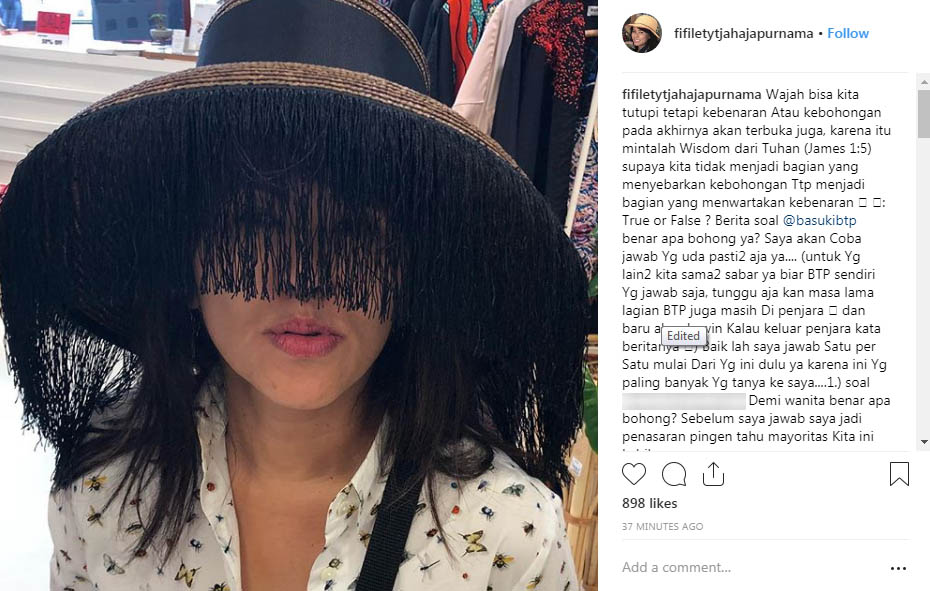 Kabar Ahok Nikah Bohong atau Benar, Ini Kata Fifi Lety Tjahaja Purnama
