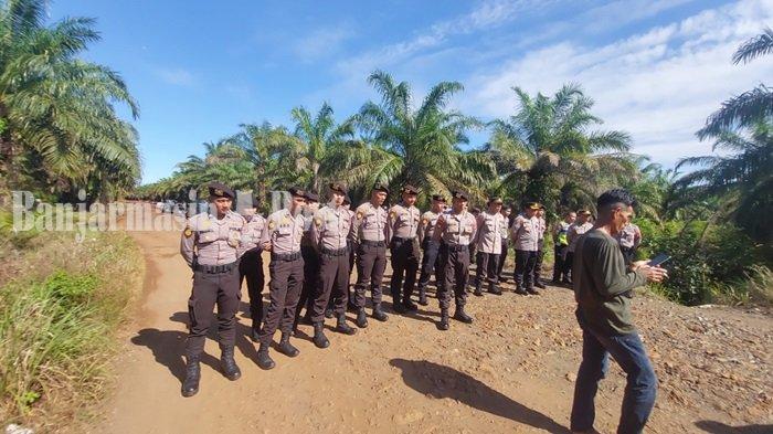 Puluhan Polisi Turut Turun ke Lokasi, Kawal Aksi Warga Tebingsiring Tanahlaut di kebun Sawit PTPN