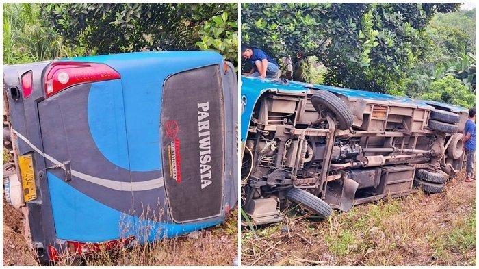 Kondisi 20 Penumpang Bus Pariwisata dari Arah Tabalong Kalsel  yang Terguling di Muara Komam Paser