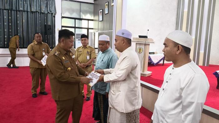 Bupati HST, Samsul Rizal saat menyampaikan sambutan dalam acara sosialisasi pengelolaa2