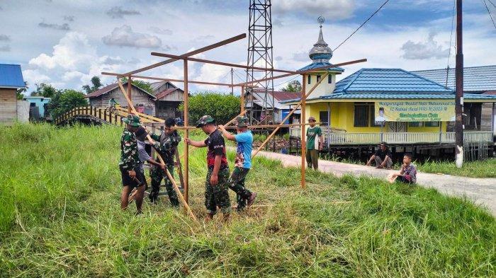 Satgas TMMD Ke-119 Kodim 1007/Banjarmasin Kerjakan Sasaran Tambahan, Bangun Pos Kamling