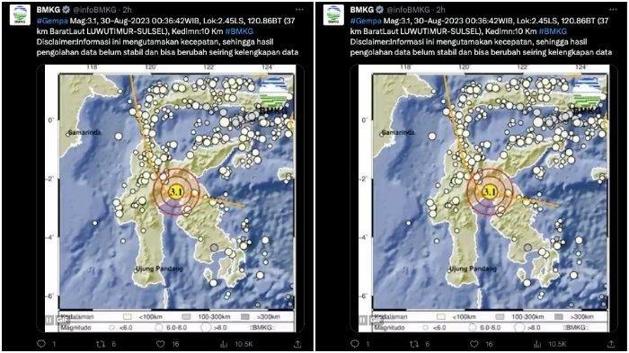 Info Gempa Terkini Hari Ini, Bumi Guncang Luwu Timur Bergetar Imbas Magnitudo 3,1  Skala Richter