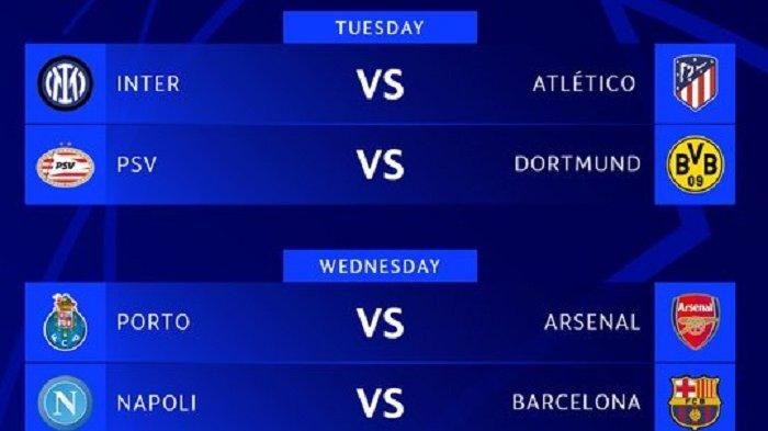 Siaran SCTV Jadwal Liga Champion Babak 16 Besar, Inter Milan vs Atletico dan Porto vs Arsenal