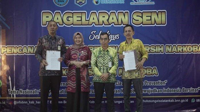 Deklarasi Anti Narkoba BNNK HSS, Desa Karang Jawa dan Kelurahan Kandangan Kota Jadi Kampung Bersinar