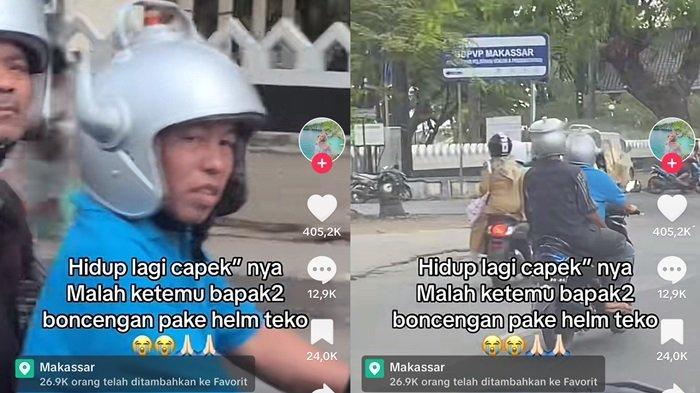 Viral Bapak-bapak di Makassar Jadi Pusat Perhatian Saat Kemudikan Motor, Bentuk Helm Tak Lazim