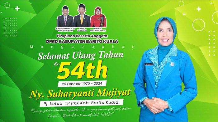 Pimpinan dan Anggota DPRD Batola Ucapkan Selamat HUT ke-54 PJ Ketua PKK Suharyanti Mujiyat