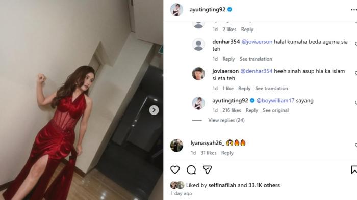 Komentar genit Boy William di postingan Ayu Ting Ting.